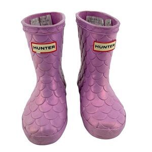 Hunter Little Girl’s Sea Dragon Iridescent Purple Waterproof Boots Size 6